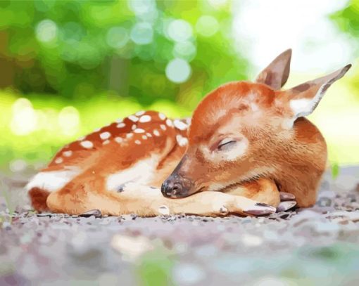 Sleepy Resting Deer Paint By Numbers