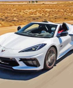 White C8 Convertible Corvette Paint By Numbers