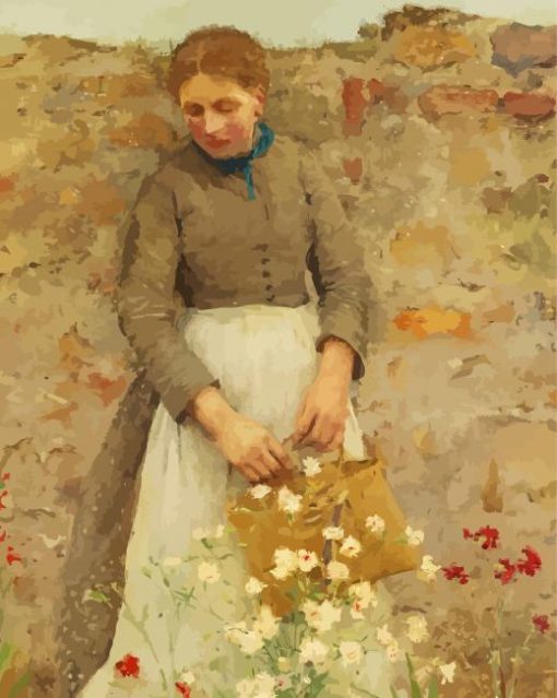 Woman With Flowers Henry Scott Tuke Paint By Numbers