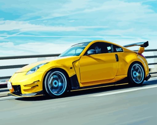 Yellow Nissan 350z Paint By Numbers