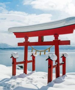 A Beautiful View Of Snow In Japan Paint By Numbers