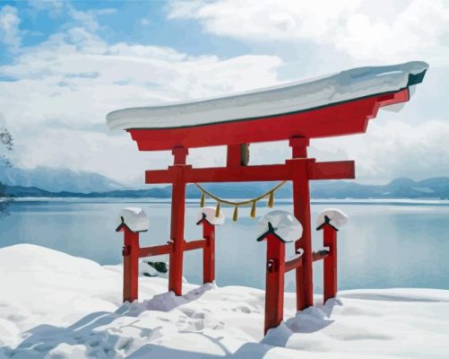 A Beautiful View Of Snow In Japan Paint By Numbers