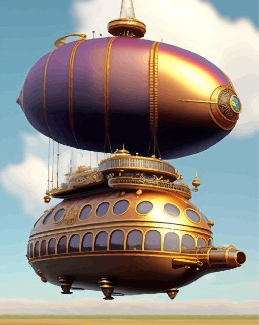 A Steampunk Airship Paint By Numbers