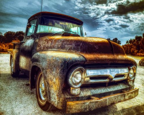 Abandoned Old Ford Truck Paint By Numbers