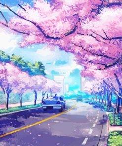 Anime Cherry Blossom Trees Paint By Numbers