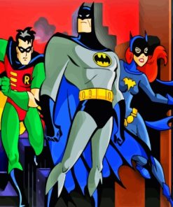 Batman With Catwoman And Robin Cartoon Paint By Numbers