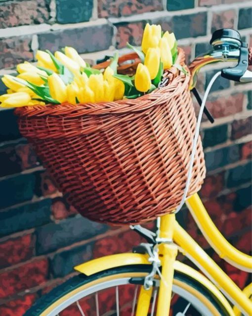 Bicycle And Tulips Flowers Paint By Numbers