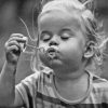 Black And White Little Girl Blowing Bubbles Paint By Numbers
