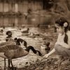 Black And White Girl With Geese Paint By Numbers