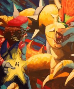 Bowser And Mario Abstract Art Paint By Numbers