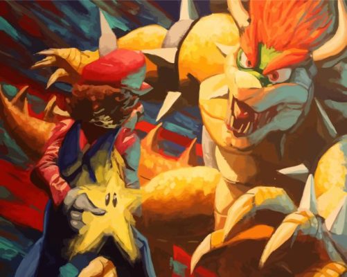 Bowser And Mario Abstract Art Paint By Numbers