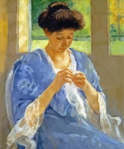 Cassatt Sewing Lady In Blue Dress Paint By Numbers