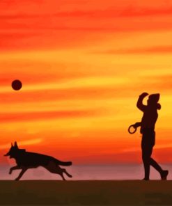Dog Silhouette In Evening Time Paint By Numbers