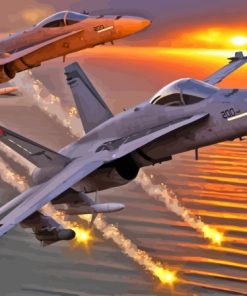 Fa 18 Hornet At Sunset Paint By Numbers