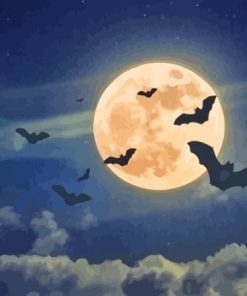 Full Moon Night Bats Paint By Numbers