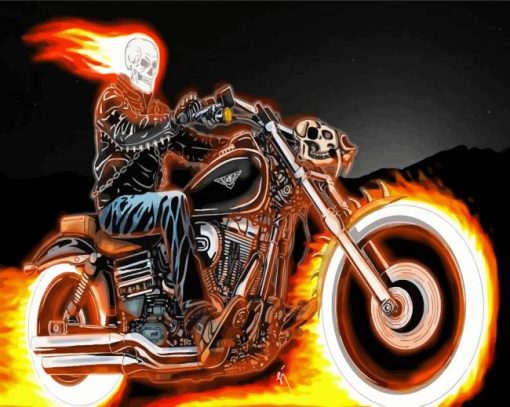 Ghost Rider Motorcycle Rider Paint By Numbers