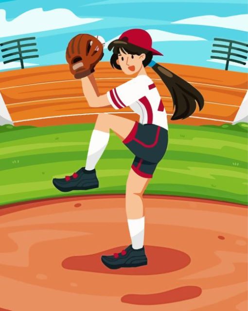 Girl Softball Paint By Numbers