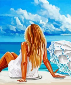 Girl Sitting On Beach Paint By Numbers