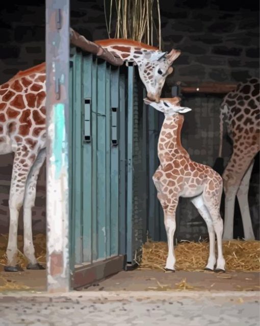 Giraffe Mom And Daughter Paint By Numbers