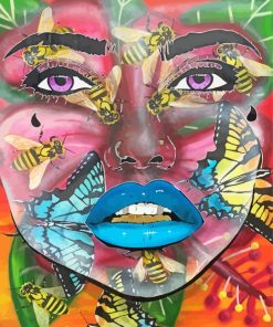 Graffiti Face With Bees And Butterflies Paint By Numbers