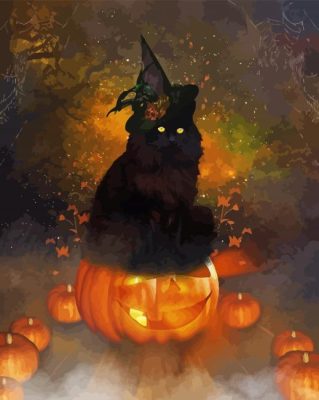 Halloween Cat And Pumpkin Paint By Numbers