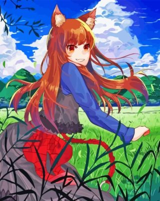 Holo Anime Wolf Girl Paint By Numbers