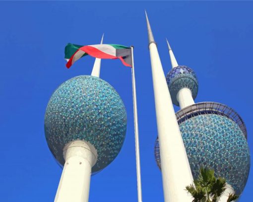 Kuwait Towers And Flag Paint By Numbers