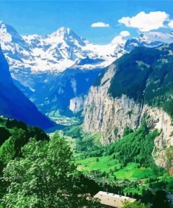 Lauterbrunen Swiss Alps Landscape Paint By Numbers