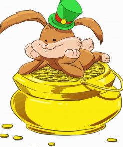 Leprechaun Rabbit With Gold Pot Paint By Numbers