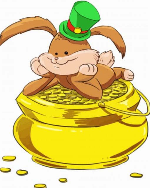 Leprechaun Rabbit With Gold Pot Paint By Numbers