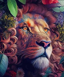 Lion In Flowers Paint By Numbers