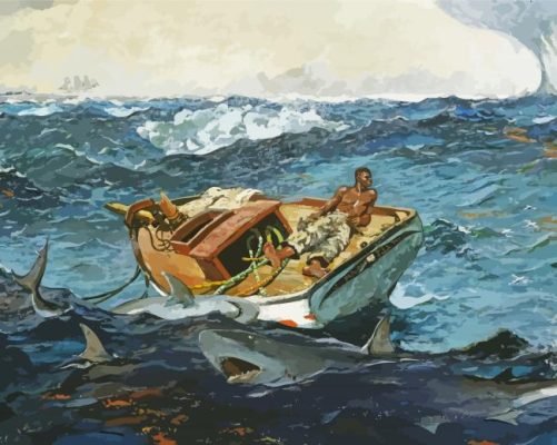 Man On Boat In Storm Paint By Numbers