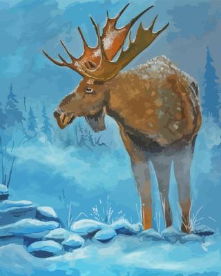 Moose In Winter Paint By Numbers