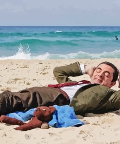 Mr Bean Relaxing In The Beach Paint By Numbers
