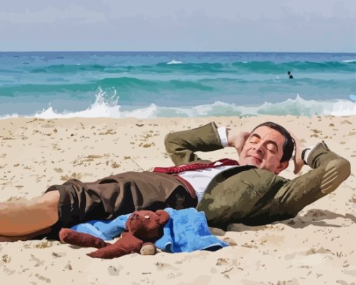 Mr Bean Relaxing In The Beach Paint By Numbers