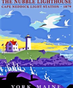 Nubble Lighthouse York Maine poster Paint By Numbers