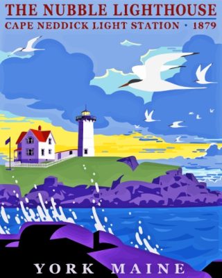 Nubble Lighthouse York Maine poster Paint By Numbers