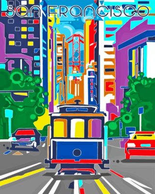 Pop Art San Francisco Tramway City Paint By Numbers