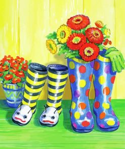 Rain Boots And Flowers Paint By Numbers