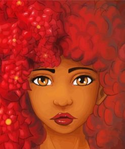 Red Afro Girl Art Paint By Numbers