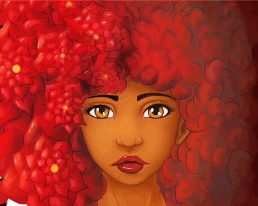 Red Afro Girl Art Paint By Numbers