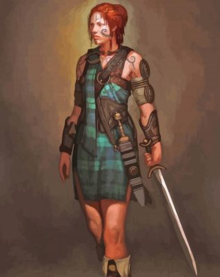 Scottish Female Warrior Paint By Numbers