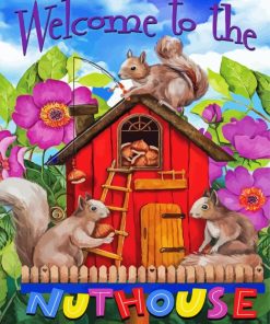 Spring Nuthouse Squirrels Paint By Numbers