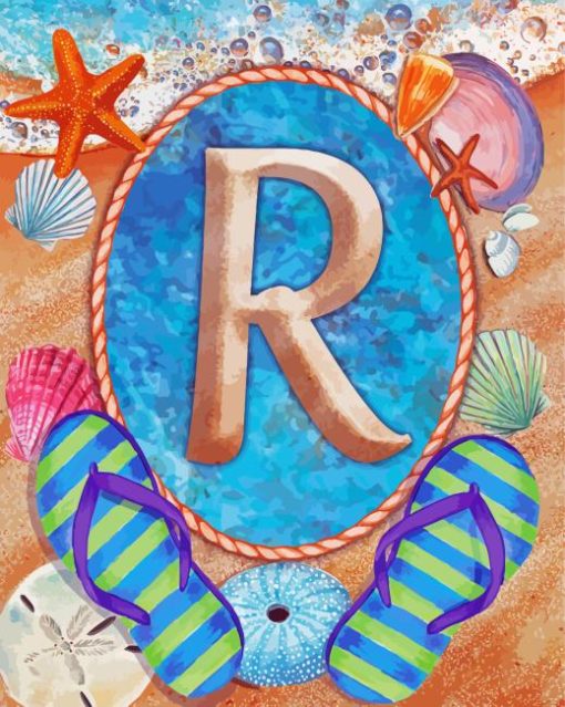 Summer Monogram Letter R Paint By Numbers