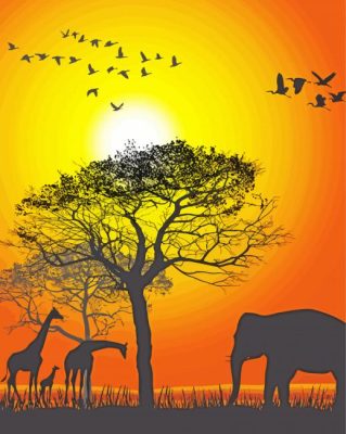 Sunset Safari Animals Paint By Numbers