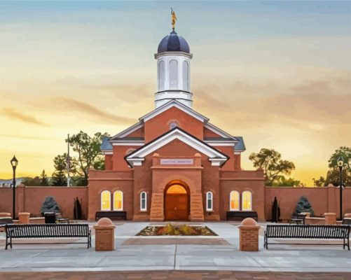 Vernal Utah Temple Sunset Paint By Numbers