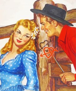 Vintage Romantic Western Couple Paint By Numbers