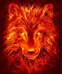 Wolf Face On Fire Paint By Numbers