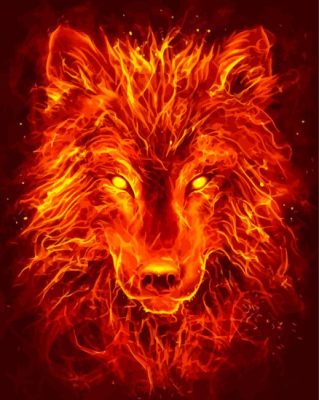 Wolf Face On Fire Paint By Numbers