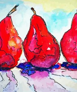 Abstract Red Pears In A Row Paint By Numbers